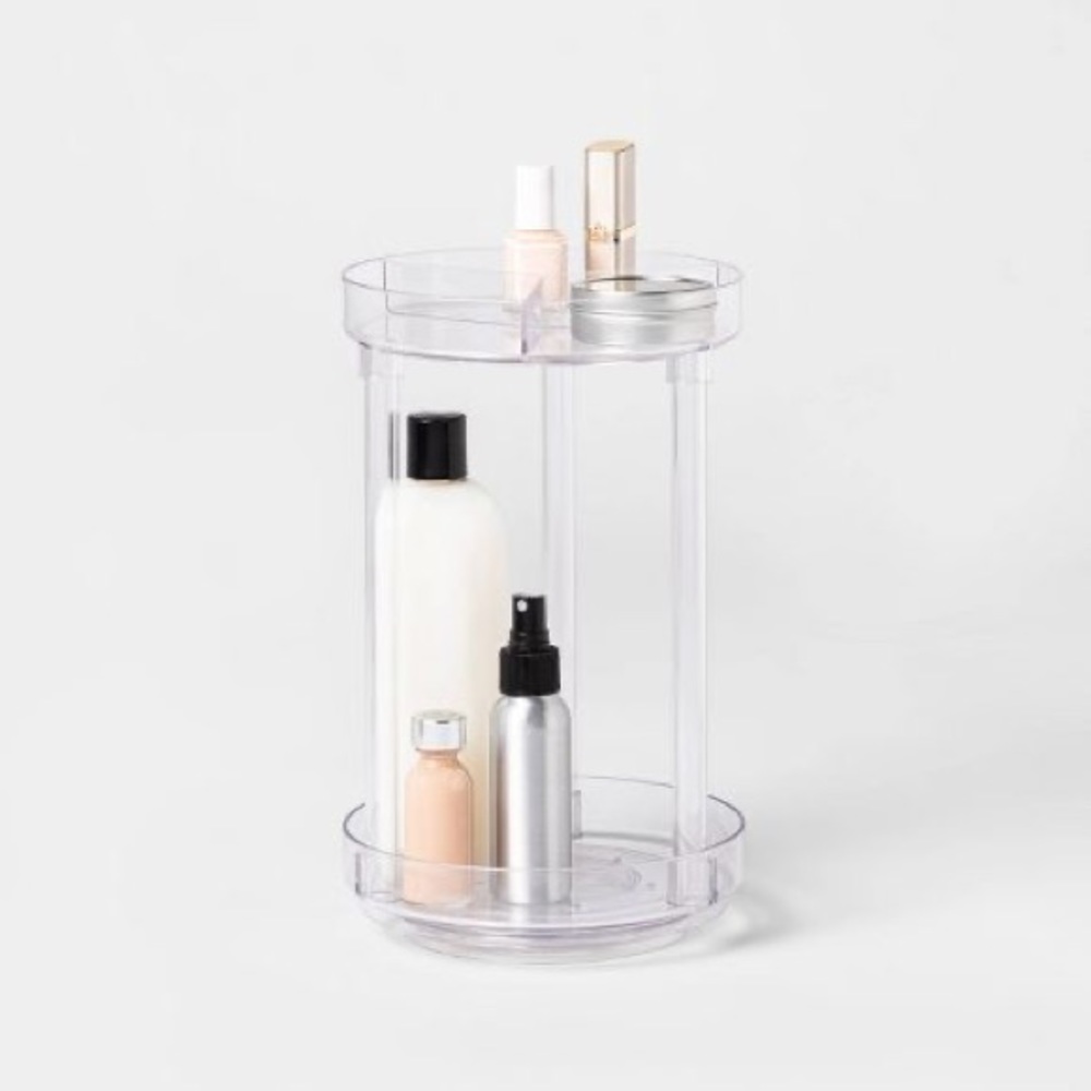 Swivel Turntable Makeup Toiletries Organizer Clear Acrylic